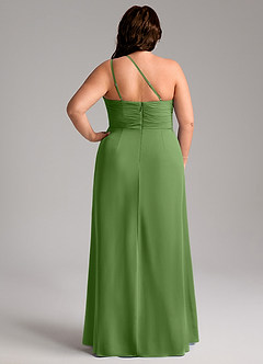 Azazie Eren Vestidos de damas de honor Vestido de Albahaca de Gasa de Corte Recto con Hombro unilateral image9