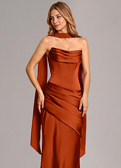 Azazie Pelagia Suknie dla druhen Syrena Gorset Satyna elastyczna Do ziemi Sukienka image5