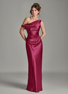 Azazie Emerson Bridesmaid Dresses Burgundy Mermaid Off the Shoulder Metallic Satin Dress image9