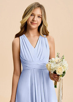 Azazie Kirsten Junior Ice A-Line Pleated Chiffon Dress image6