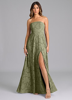 Azazie Wren Bridesmaid Dresses Pistachio A-Line Strapless Floral Burnout Dress image1