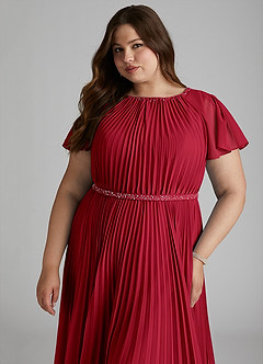 Azazie Kara Modest Bridesmaid Dresses A-Line Pleated Chiffon Floor-Length Dress image15