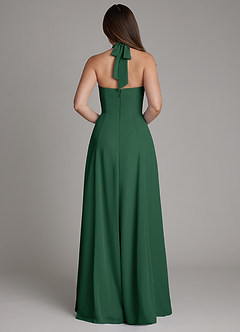 Azazie Irina Bridesmaid Dresses Dark Green A-Line Pleated Chiffon Dress image3