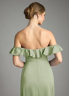 Azazie Lyra Vestidos de damas de honor Vestido de Salvia Polvorienta de Satén Elástico de Corte en A Convertible con Vestidos sin tirantes image9