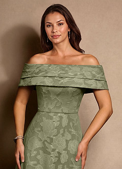 Azazie New Britain Mother of the Bride Dresses Pistachio A-Line Pleated Floral Burnout Dress image5