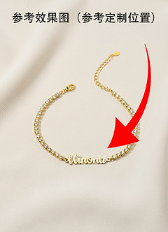 front Pulsera de tenis con diamantes de imitación y nombre personalizado