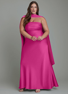 Azazie Saylor Brudtärnklänningar Klänning av Sjöjungfru i Stretch Satin Axelbandslös Fuchsia image15