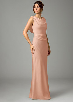 Azazie Kieryn Brautjungfernkleider Meerjungfrau-Linie Plissee Stretch-Satin Kleid Roségold image3