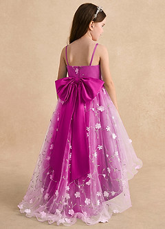 Azazie Celia Flower Girl Dresses Fuchsia A-Line Spaghetti Strap Tulle Dress image2