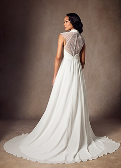 Azazie Cersei Diamond White A-Line Pleated Chiffon Dress Ready to