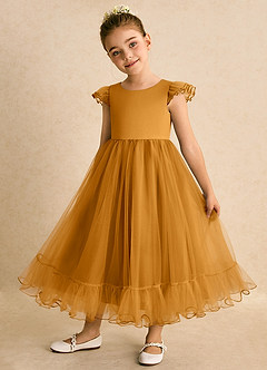 Azazie Phebs vestidos de niña de las flores Vestido de Caramelo de Tul de Corte En A image3