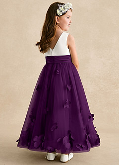 Azazie Vi Flower Girl Dresses Grape A-Line Sleeveless Tulle Dress image4