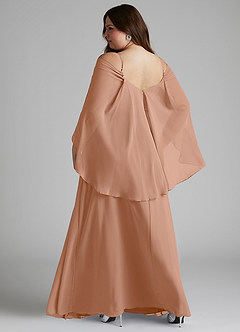 Azazie Cienna Abiti da Damigella Abito A-Line in Chiffon a Spalla Scoperta Champagne Rosa image8