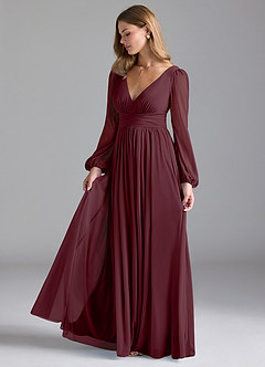 Azazie Norah Bridesmaid Dresses Cabernet A-Line Mesh Dress image4