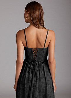 Delphina Black Lace-up Back Midi Dress image5
