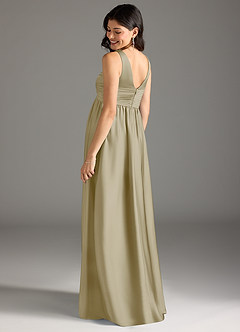 Azazie Yetta Maternity Bridesmaid Dresses A-Line Pleated Stretch Satin Floor-Length Dress image3