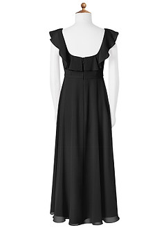 Azazie Jinny Junior Black A-Line Ruched Chiffon Dress image5