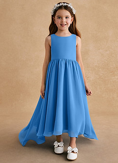 Azazie Pip Flower Girl Dresses Blue Jay A-Line Sleeveless Chiffon Dress image1