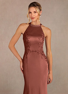 Azazie Tyra Mother of the Bride Dresses Auburn Mermaid Lace Stretch Satin Dress image4