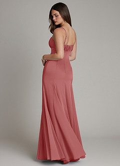 Azazie Avira Final Sale Burgundy Mermaid Stretch Satin Dress image2
