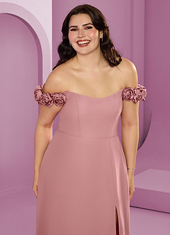 Barbie ♥ Azazie Bridesmaid Dresses Dusty Rose A-Line Off the Shoulder Chiffon Convertible Dress image16