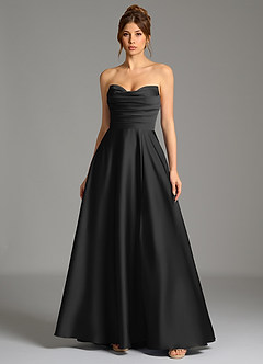 Azazie Ayla Suknie dla druhen Linia A Gorset Satyna elastyczna Do ziemi Sukienka image3