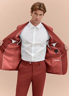 front James Terracotta Structured Stretch Suit Jacket