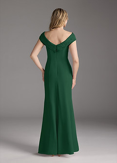 Azazie Cupid Final Sale Dark Green A-Line Boatneck Lace Chiffon Dress image5