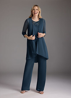 Azazie Maura Mother of the Bride Dresses Dark Navy Jumpsuit/Pantsuit Sequins Chiffon Dress image4