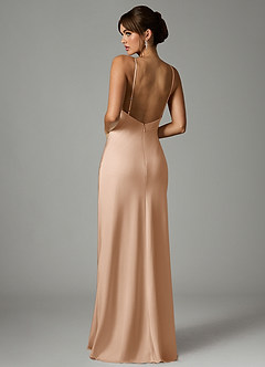 Azazie Stefania Bridesmaid Dresses English Rose A-Line Stretch Satin Dress image2