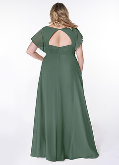 Azazie Rylee Brautjungfernkleider A-Linie Plissee Chiffon Kleid Eukalyptus image7