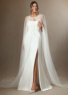 front Mantella in tulle con perle a cascata