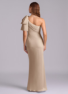 Azazie Yuanna Bridesmaid Dresses Taupe Mermaid One Shoulder Chiffon Dress image2