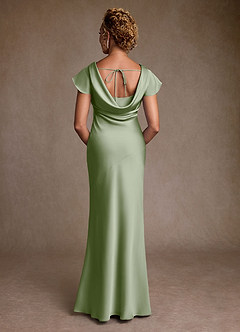 Azazie Shelby Abiti per la Madre della Sposa Abito Sirena in Raso Elasticizzato Plissettato Verde Salvia image2