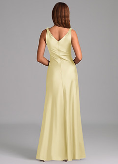 Azazie Nerine Brudtärnklänningar Klä av A-Linje i Stretch Satin Plisserad Citronsorbet image5