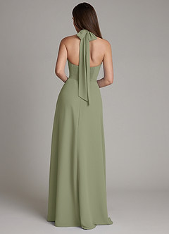 Azazie Myra Bridesmaid Dresses Pistachio A-Line High Neck Chiffon Dress image2