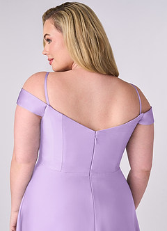 Barbie ♥ Azazie Bridesmaid Dresses Lilac A-Line Off the Shoulder Stretch Satin Convertible Dress image10