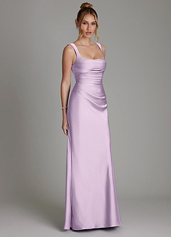 Azazie Agustina Bridesmaid Dresses Frosted Lilac Mermaid Corset Stretch Satin Dress image4