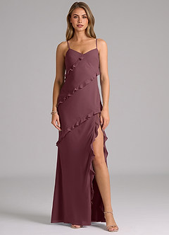 Azazie Nancie Bridesmaid Dresses Sangria Mermaid Ruched Chiffon Dress image1