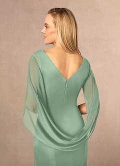 Azazie Belladonna Mother of the Bride Dresses Matcha Mermaid Scoop Pleated Mesh Dress image6