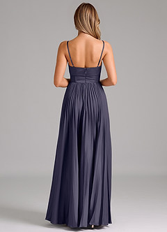Azazie Akiko Robes de demoiselle d'honneur Robe Trapèze en Satin extensible Encolure en Forme de Cœur Bleu Orageux image2
