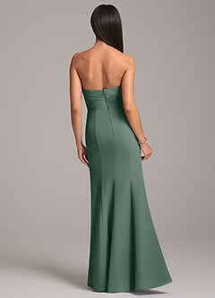 Azazie Yola Bridesmaid Dresses Sea Moss Sheath Pleated Chiffon Convertible Dress image6