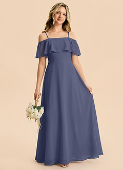Azazie Maggie Junior Stormy A-Line Off the Shoulder Chiffon Dress image1