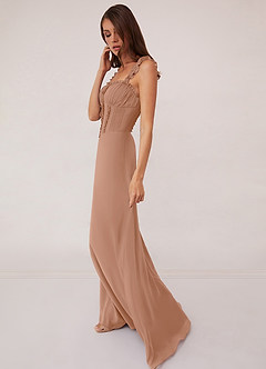 Barbie ♥ Azazie Bridesmaid Dresses Champagne Rose A-Line Sweetheart Neckline Chiffon Dress image4