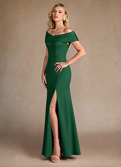 Azazie Pierce vestidos de madre de la novia Vestido de Verde Oscuro de Crepé elástico de Sirena con Plisado image2