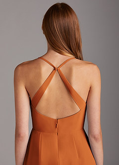 Azazie Manila Bridesmaid Dresses Cinnamon Sheath V-Neck Chiffon Dress image5