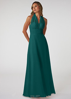 Azazie Fifi Bridesmaid Dresses Peacock A-Line Strapless Chiffon Convertible Dress image6