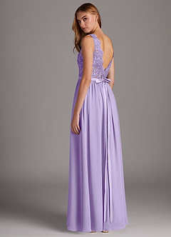 Azazie Elly Brautjungfernkleider A-Linie Rundhalsausschnitt mit Spitze Chiffon Kleid Flieder image5