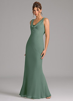 Azazie Rylina Bridesmaid Dresses Eucalyptus Mermaid Pleated Chiffon Dress image4