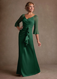 Azazie Nampa Klänningar till brudens mor Klä Tubklänning i Maska Plisserad Mörkgrön image2